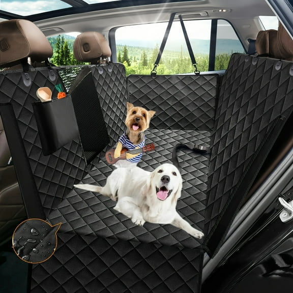 Dog Back Seat Covers For Trucks, 100% Waterproof With Big Mesh Window, XL Nonslip Scratchproof Dog Truck Hammock, Heavy Duty Seat Covers For Full Sized Pickup Trucks F150- Black