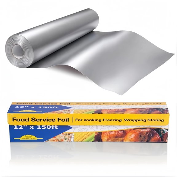 Aluminum Foil ,Tin Foils Roll with Serrated Cutter,12inx150SQ.FT