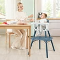 thumbnail image 3 of Babyjoy 4 in 1 Baby High Chair Convertible Toddler Table Chair Set with PU Cushion Blue White, 3 of 10