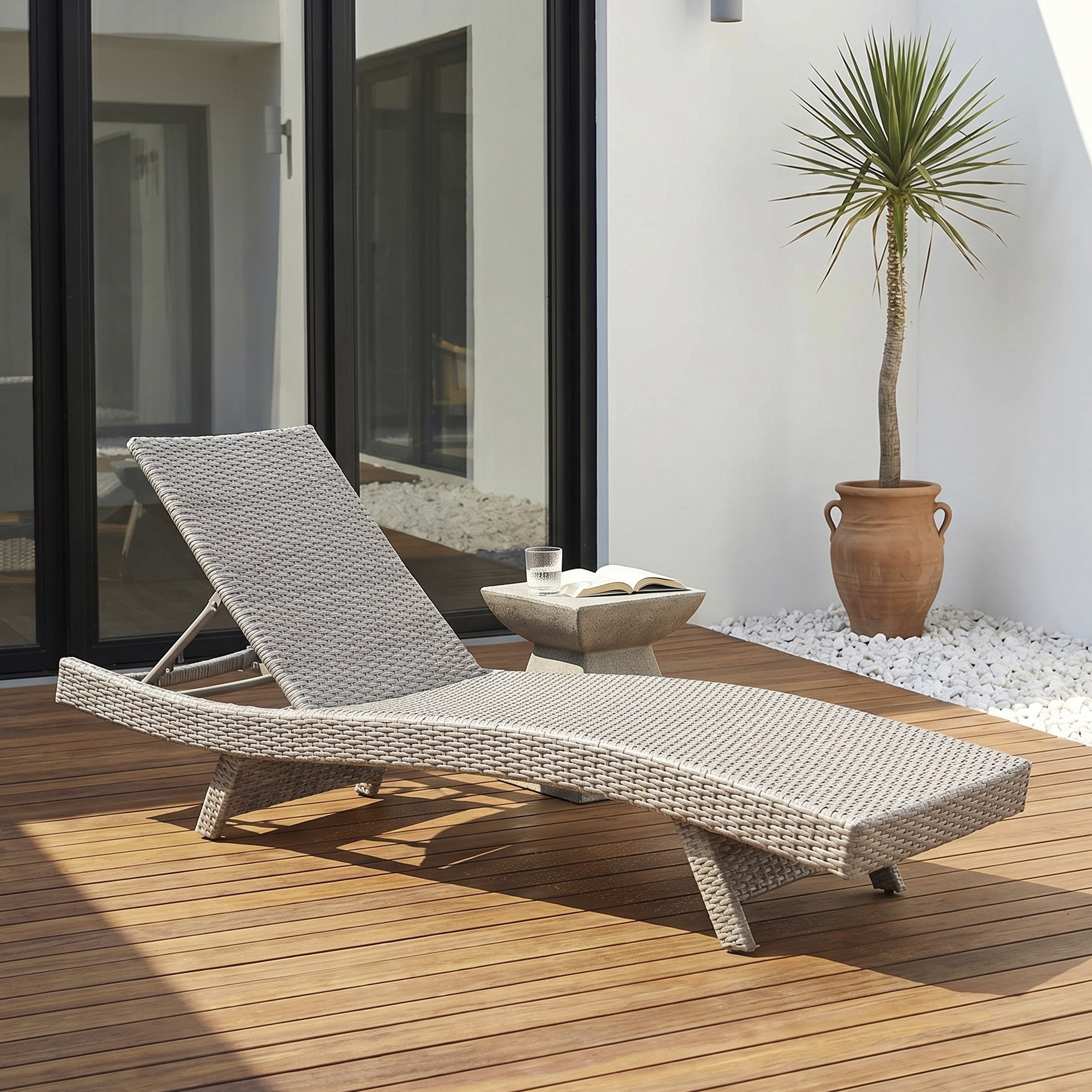 OakvillePark Norvelle Outdoor Chaise Lounger, Set of 2, Gray Aluminum Frame Wicker Patio Recliner