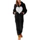 thumbnail image 1 of Gibobby pantalones de yoga Pijama de manga larga de lana artificial para mujer, mono holgado con capucha y cremallera de Color sólido informal, pijama informal de invierno cál(Negro， XXL), 1 of 5