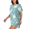 thumbnail image 2 of Balery Swan And Flowers4 Pattern Womens Pajama Sets 2 Piece Soft Short Sleeve Top and Shorts Sleepwear Round Neck Pjs Lounge Set with Pockets-XX-Large, 2 of 7