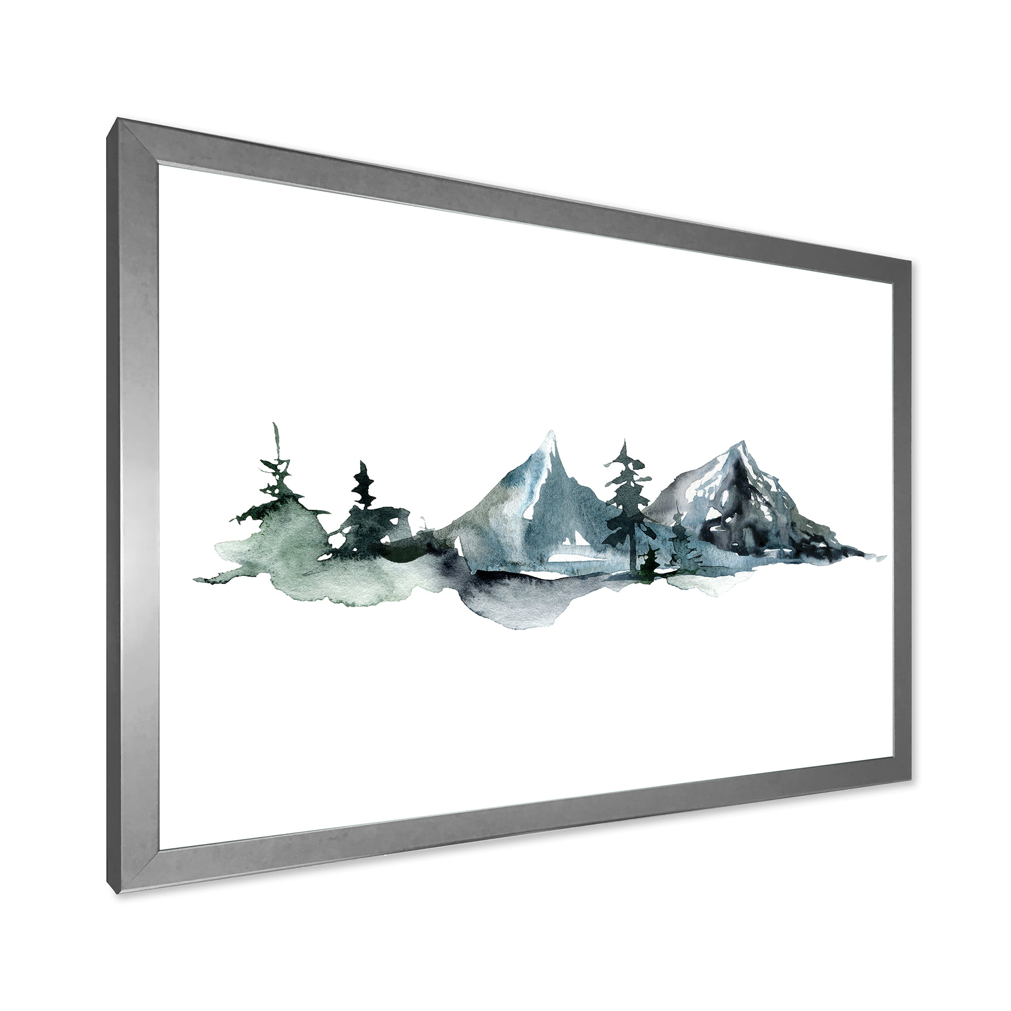 Designart 'Minimalistic Fir Forest and Winter Mountains III' Modern Framed Art Print