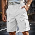 thumbnail image 2 of Jessboyy Men Cargo Shorts with Pockets Expandable Waist Knee Length Long Shorts Summer Work Casual Outdoor Hiking Men's Cargo Shorts White,S, 2 of 7