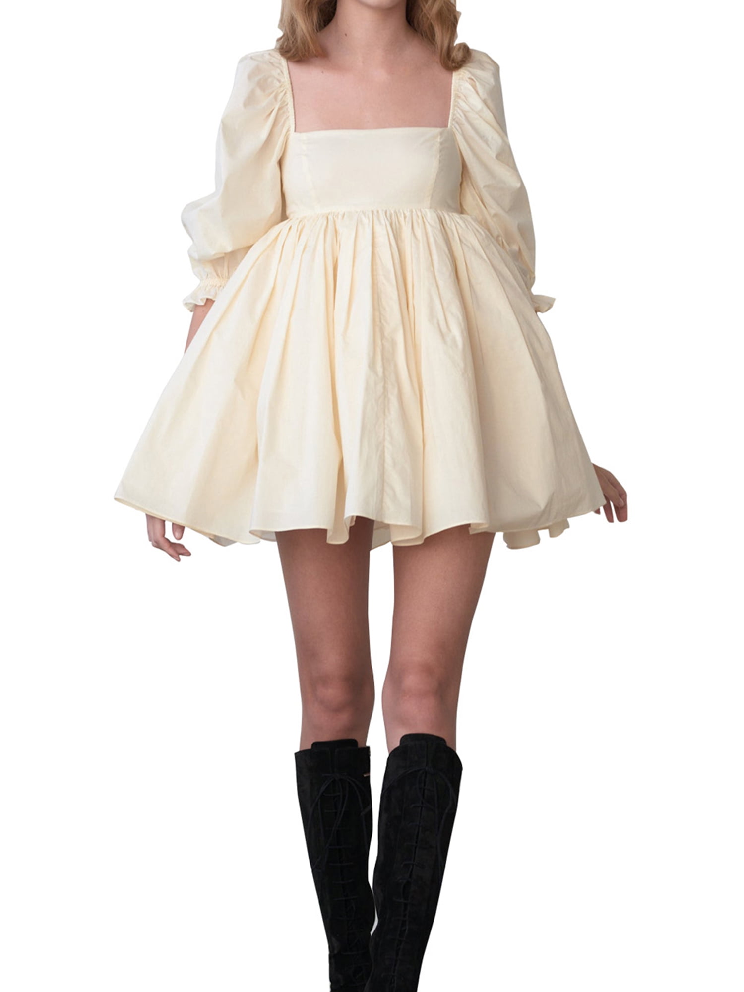 Multitrust Womens Puff Sleeve Tulle Dress Princess Mini