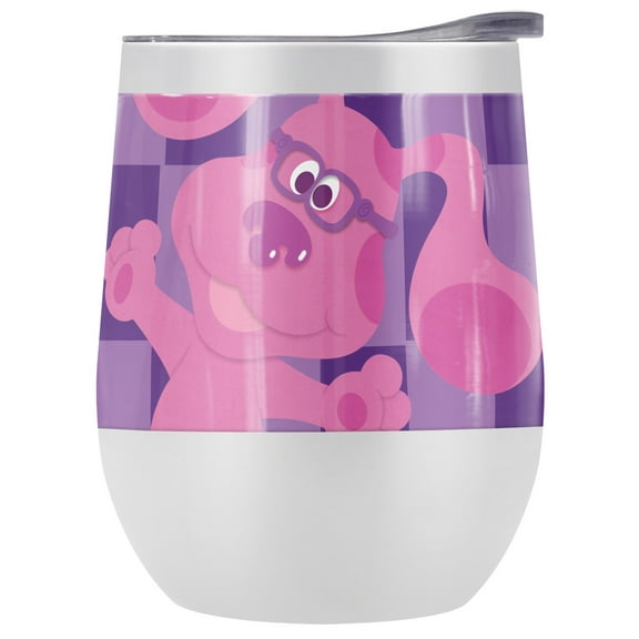 Blues Clues Official Blue'S Clues Large Magenta 12 oz Stemless Tumbler, Stainless Steel Travel Cup|Lake Tumbler|Insulated with Leak Resistant Slide-Lock Lid