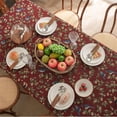 thumbnail image 3 of Cotton Linen Tablecloth Red Rectangle Jacquard Tablecloth Birds and Flowers Pattern Table Cloth Thick Tablecloths Vintage Table Cover Farmhouse Dining Table Top Tablecloth(140*180cm), 3 of 5
