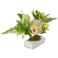 thumbnail image 3 of Northlight Ranunculus and Rose Floral Spring Wooden Statue Decoration - 13", 3 of 6