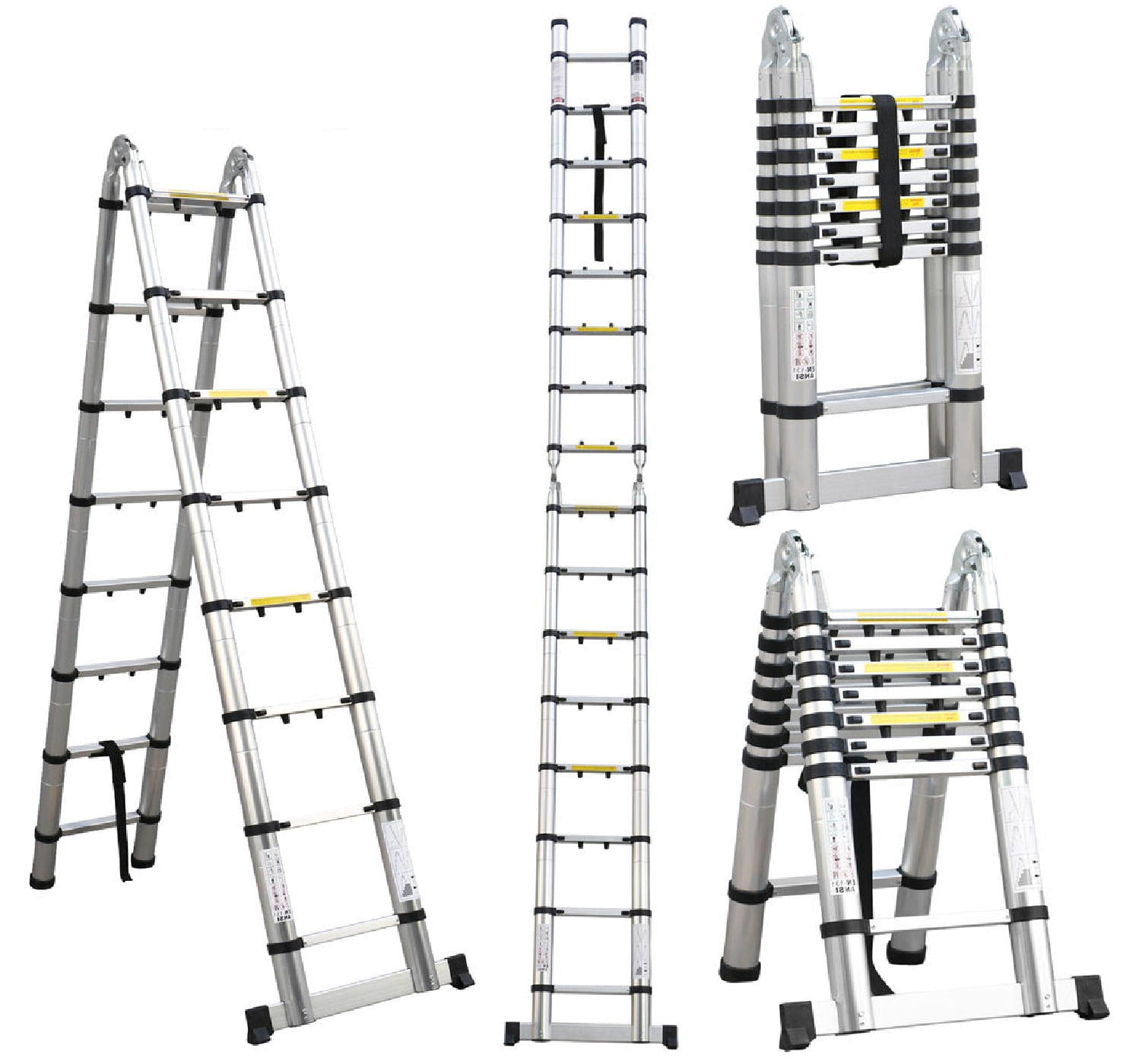 16.5 Feet Aluminum Telescoping Ladder, Retraction Extension Ladder