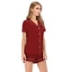 thumbnail image 3 of Conjunto de pijama rojo Primavera/Verano Nuevo conjunto de pantalones cortos de manga corta Traje para casa cómodo e informal para mujer, 3 of 5