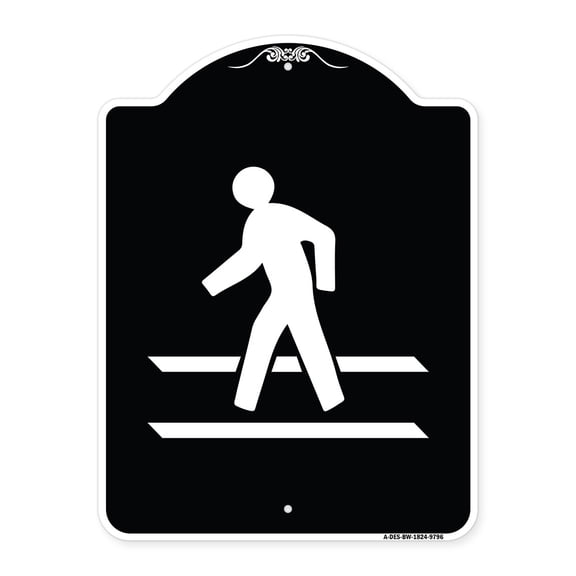 SignMission Designer Series Sign - Pedestrian Crossing | Black & White 18" x 24" Heavy-Gauge Aluminum Architectural Sign | Protect Your Business & Municipality | Made in the USA