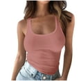 thumbnail image 2 of Bovemsi Plus Size Going Out Tops for Women Ribbed Tank Tops Sleeveless Slim Shirts Solid Color Undershirt, Pink Women's Summer Tank Tops, 3XL, 2 of 6