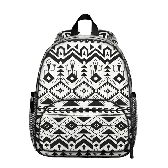 Artistic Student Backpack – Vintage Fashion with Abstract Tribal Style, Ink and Sketch Geometric Plaid Design, Rustic Aesthetic Bag