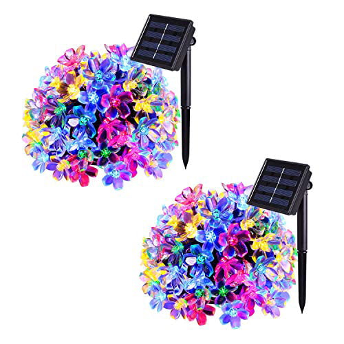 7M/23FT Solar Powered String Lights Outdoor Waterproof 50 LED Peach Blossom XMAS 