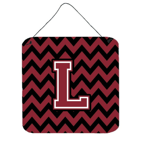 Letter L Chevron Garnet and Black Wall or Door Hanging Prints