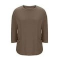 thumbnail image 4 of Qxiansh Plus Size Tops for Women 3/4 Length Sleeve Shirts with Pockets Crew Neck Loose Casual Spring Tunic Blouses, 4 of 7