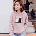 thumbnail image 5 of Sudadera Con Capucha Y Estampado De Gato En Blanco Y Negro, 5 of 5