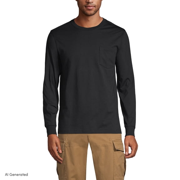 Lands' End Men's Super-T Long Sleeve T-Shirt with Pocket