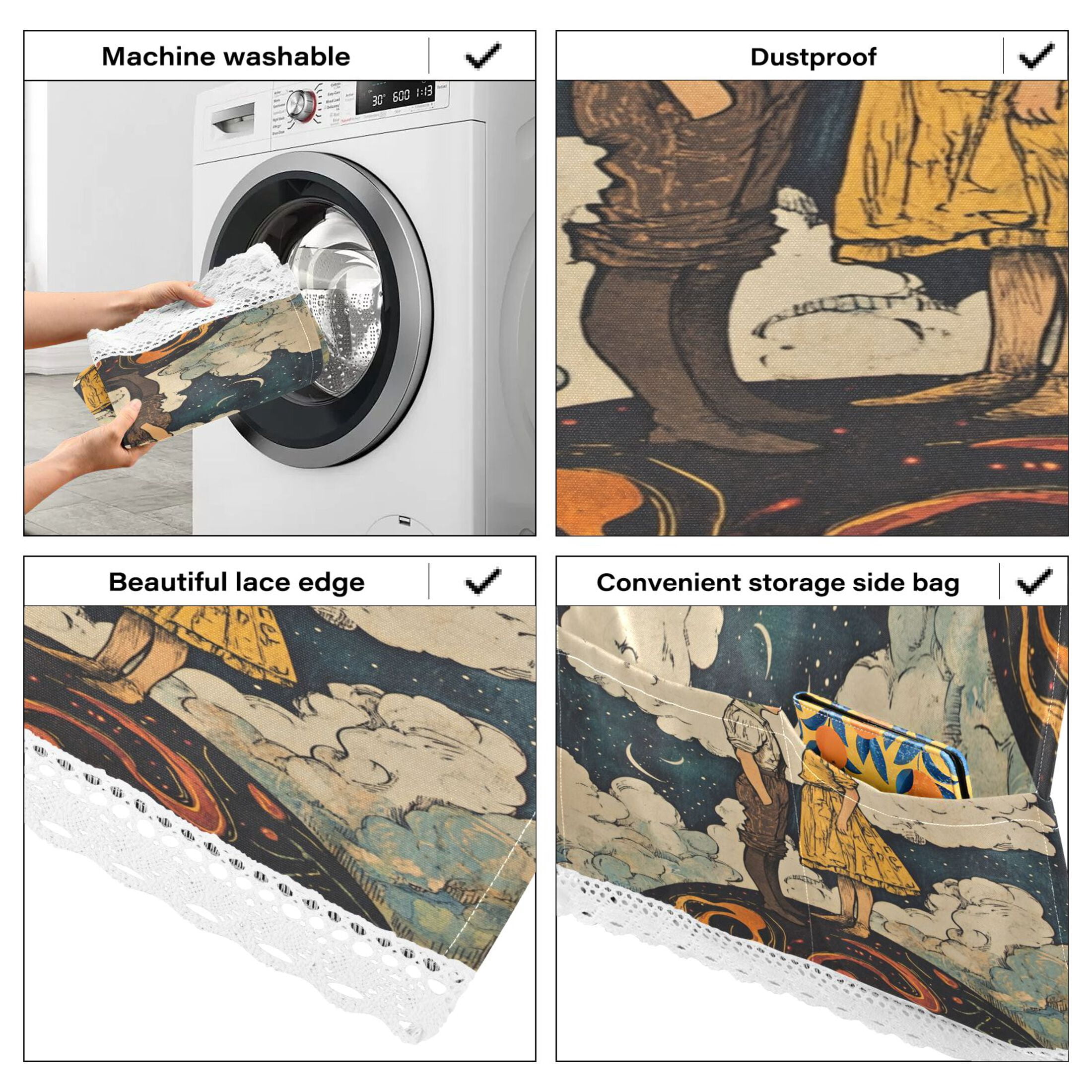 WOBOGO Young Lovers Illustration Washing Machine Cloth Dryer Refrigerator Top Cover Protective Non-Slip Mat For Kitchen Laundry