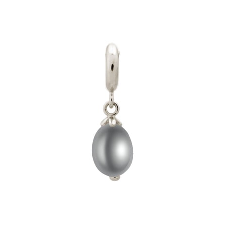 Endless Jewelry Grey Pearl Drop Silver Grey Pearl Rhodium Silver Finish Female Adult