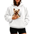 thumbnail image 3 of CAIVO Women Pet Carrying Hoodie Oversized Fuzzy Pullover With Dog Pouch Long Sleeve Drawstring Warm Casual Winter Tops Breathable Streetwear, 3 of 8