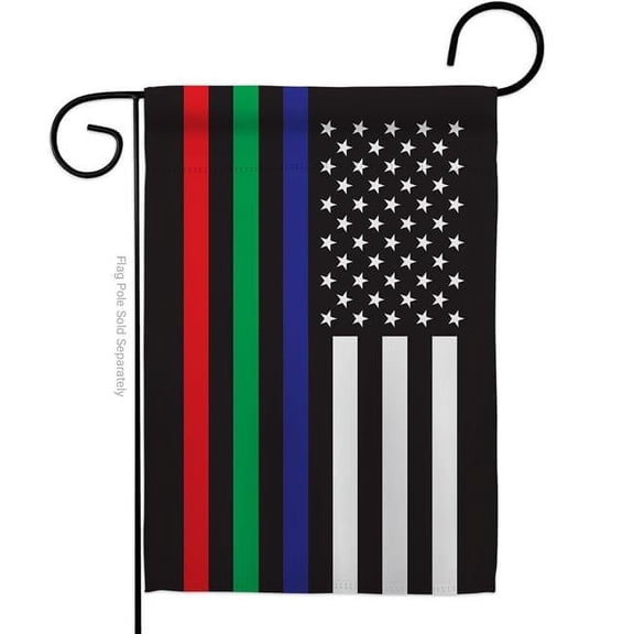 Americana Home & Garden G142913-BO 13 x 18.5 in. US Thin Blue, Green & Red Line Garden Flag with Armed Forces Service Double-Sided Decorative Horizontal Flags House Decoration Banner Yard Gift