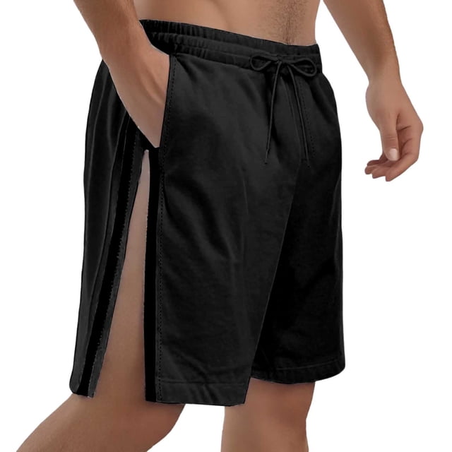 Pantalones cortos holgados de playa para hombre - Cremallera lateral, cintura elástica, tejido ripstop, diseño informal de cinco bolsillos (S-XXXL)