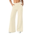 thumbnail image 2 of YanHoo Dress Pants for Women Elastic Waist Loose Wide Leg Pant Casual Work Business Trousers with Pockets, 2 of 8