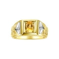 thumbnail image 1 of RYLOS Men's Rings Yellow Gold Plated Silver Rings Designer Weave Band 7X5MM Gemstone &  Diamond Ring Citrine November Birthstone Rings For Men Size 8, 1 of 7