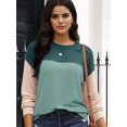 thumbnail image 2 of Womens Fashion 2025 Color Block Long Sleeve Crewneck Knitted Casual Loose Pullover Shirts Tops Green XL, 2 of 5