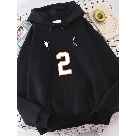 Men's & Women's Haikyuu Anime Hooded Sweatshirt with  1-12 Character Prints , Plus Size Harajuku Streetwear, Unisex Fall Winter Jackets for Anime Fans, Machine Washab