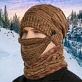 thumbnail image 4 of Airle 3Pcs/Set Warm Three Piece Set Knitting Ultra Soft Windproof Winter Face Cover Hat Scarf Set for Riding, 4 of 8