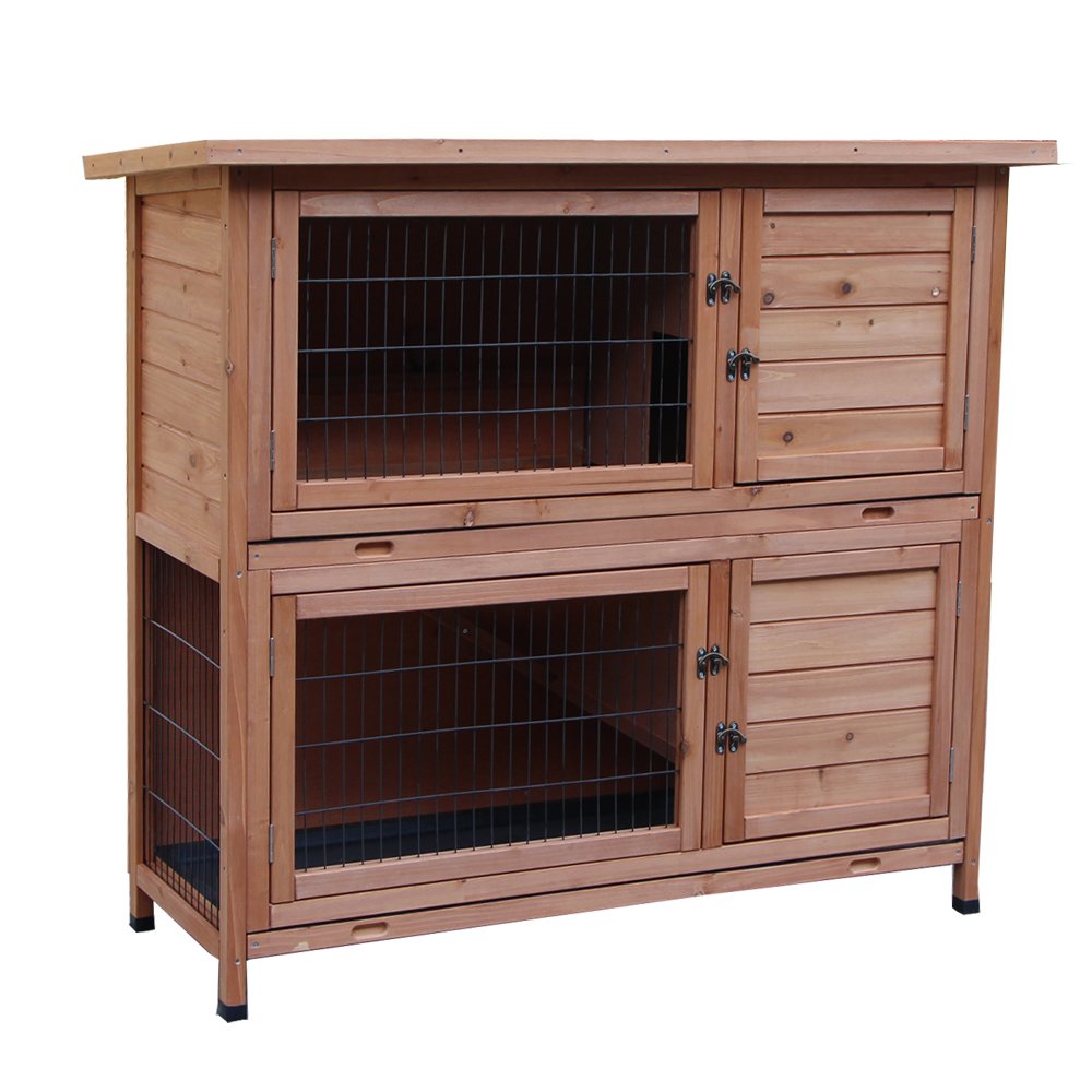 48" Chicken House, Waterproof Wooden Animal Hutch, 2Story Indoor
