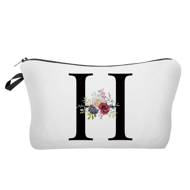Regalos para las Mujeres Bolsa de Maquillaje de la Carta de la Flor, Bolsa de Maquillaje de la Carta, Bolsa de Maquillaje de la Primera Carta, Regalo de Cumpleaños de las Señoras, Amiga de la Madre, B
