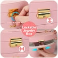 thumbnail image 6 of Teqhome Jewelry Organizer Box for Women Girl Wife 2-Layer PU Leather Travel Jewelry Storage Case with for Earrings Bracelets Rings Necklaces (Pink), 6 of 9