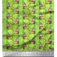 thumbnail image 1 of Soimoi Modal Satin Fabric Leaves,Floral & Squirrel Animal Print Fabric by The Yard 42 Inch Wide, 1 of 1