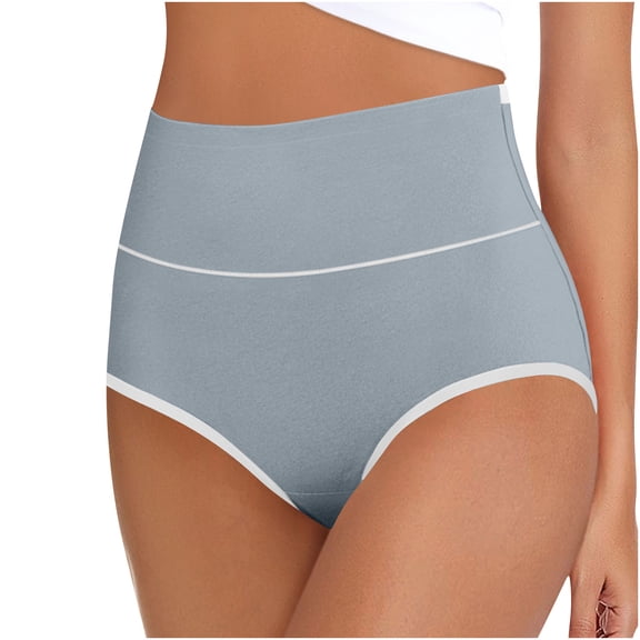 Kvture Womens Underwear High Waist Full Coverage Briefs Soft Breathable Panties Stretch Underpants Blue M