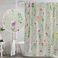 thumbnail image 4 of Pink Spring Floral Shower Curtain, Waterproof Shower Curtains for Bathroom, Farmhouse Flowers Sage Green Leaves Washable Fabric Bathtub Curtain Set Bath Decor with 12 Hooks Extra Long 72"x96", 4 of 6