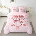 thumbnail image 3 of Castle Fairy Floral Initial 7 Pieces Bedding Comforter Set,Dreamy Princess Full Bedding Set Lightweight,Bow Flower Fitted Sheet Flat Sheet,Breathable Girls Bedroom Decoration, 3 of 8