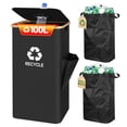 thumbnail image 2 of 100L Recycling Bin with Lid for Home & Kitchen – 26-Gallon Large Indoor Trash Container, 2 Removable Reusable Bags for Sorting Bottles, Cans, Glass & Plastic (Grey), 2 of 8