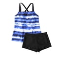 thumbnail image 5 of Women 2 Piece Tankini Set Plus Size Sleeveless Print Halter High Waist Shorts Modest Quick Dry Bathing Suit (4XL, Dark Blue), 5 of 6