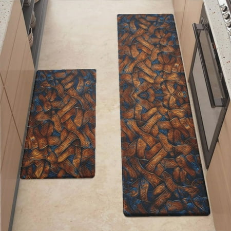 

Anti Fatigue Kitchen Mat Leather Pattern Mix Kitchen Rugs Non Slip Cushioned Standing Mat for Sink Floor Laundry Office Desk Plus 17.3 x 47.2