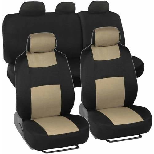 BDK Car Seat Covers 9Piece Polyester Cloth 2 Front and 60/40 Split