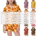 thumbnail image 3 of NIEWTR Kids Girls Short Sleeve Pajamas Set Halloween Pumpkin Ghost Print Collared Tops and Shorts Pjs Set Soft Comfortable Kids Halloween 2 Pieces Loungewear, 3 of 5