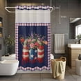 thumbnail image 5 of Independence Day Flower No Hooks Shower Curtain with Snap-in Liner U.S. Flag Freedom Floral Red Blue Plaid Shower Curtains for Bathroom, Waterproof, Easy Install, Washable 36"x72", 5 of 9