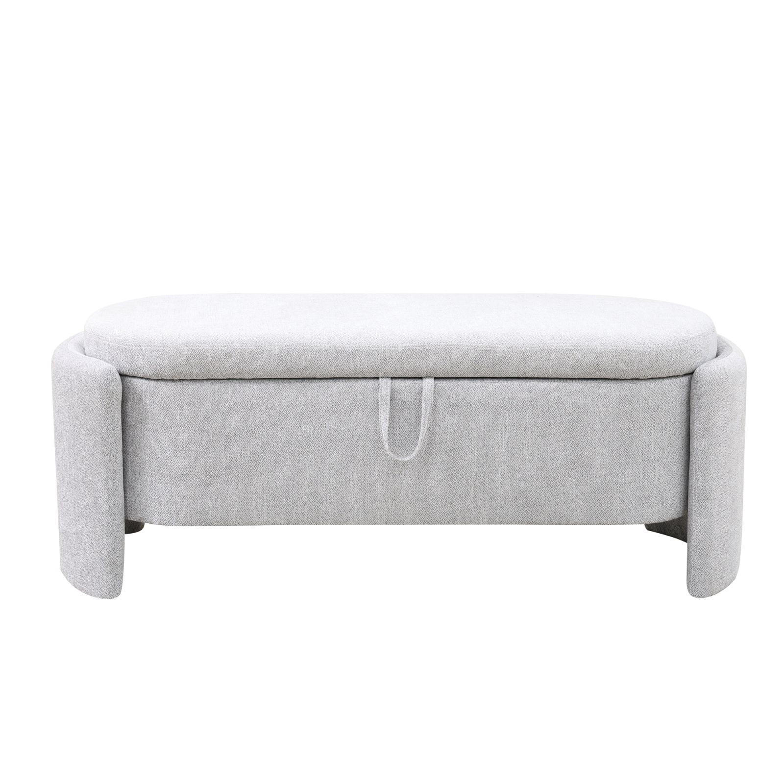 Storage Bench Modern Upholstered Ottoman Bench Window Entryway Bench for Bedroom, Living Room, Light Grey