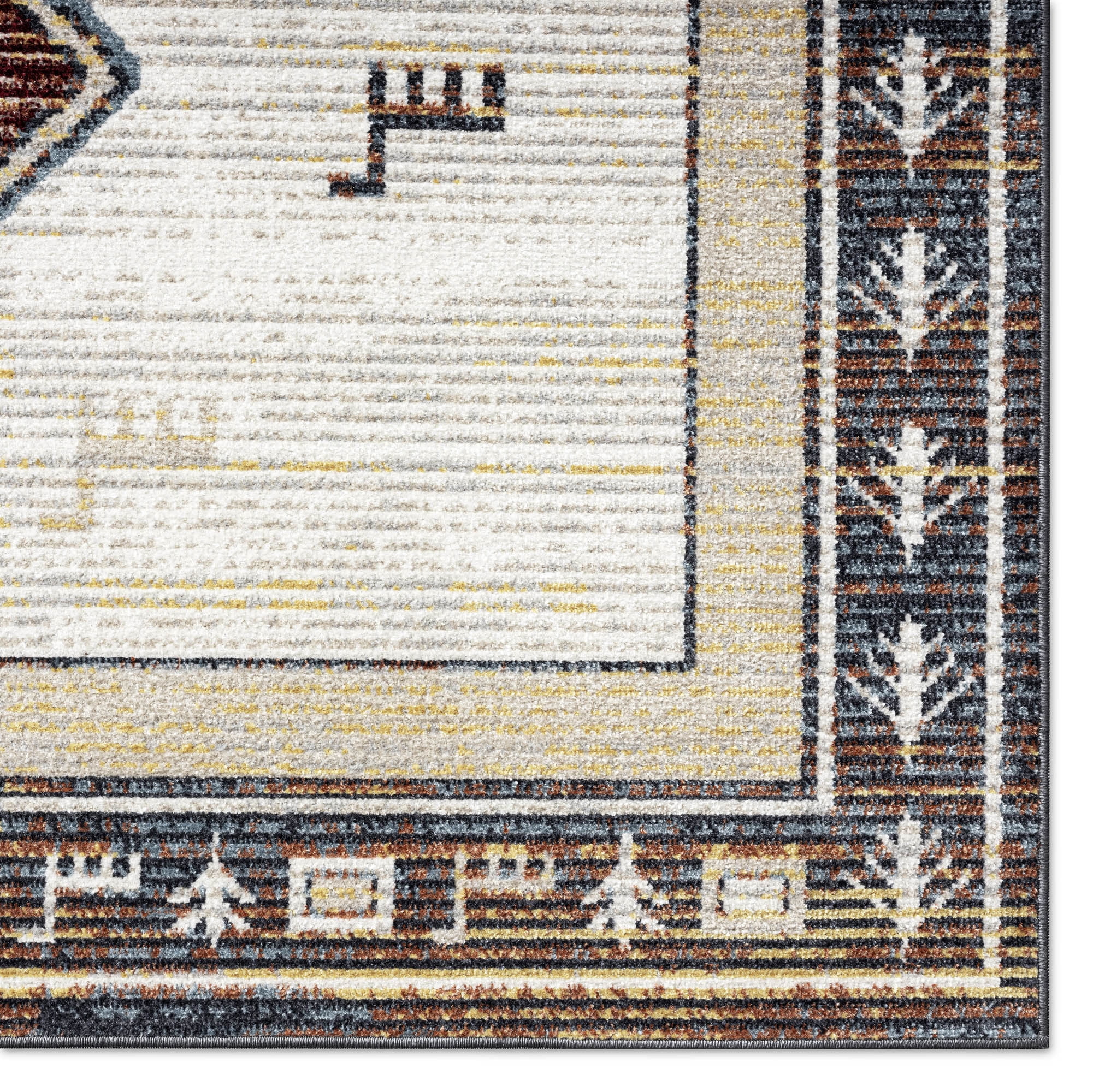 Everwash™ Treasure Southwestern Geometric Machine Washable Runner Area Rug, Beige/Blue, 2'2"x7'2"