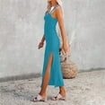 thumbnail image 5 of Women Dresses Dresses New Sexy Solid Sling Sleeveless Fashion Dresses Blue Trendy Skirt Size S, 5 of 9