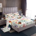 thumbnail image 2 of Farm Chicken King Bed&nbsp;Sheets Set,Colorful Floral Chicken Rooster Bedding Set for Kids Girls Boys,Farmhouse Animal Sheets Country Flower Plant Leaf Fitted Sheet Set 4Pcs, 2 of 6