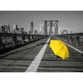thumbnail image 2 of Frank, Assaf 32x25 Black Ornate Wood Framed with Double Matting Museum Art Print Titled - Yellow umbrella on pedestrian walkway on Brooklyn bridge, New York, 2 of 4